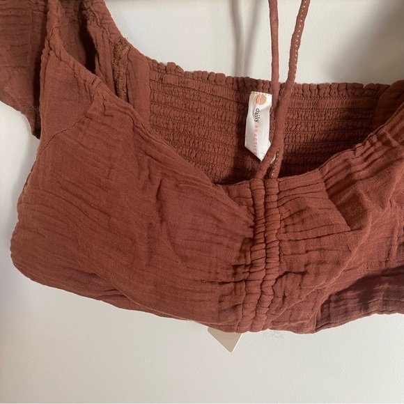 NWT Anthropologie The Jerry Cinched Crop Top Brown Medium - Picture 7 of 10